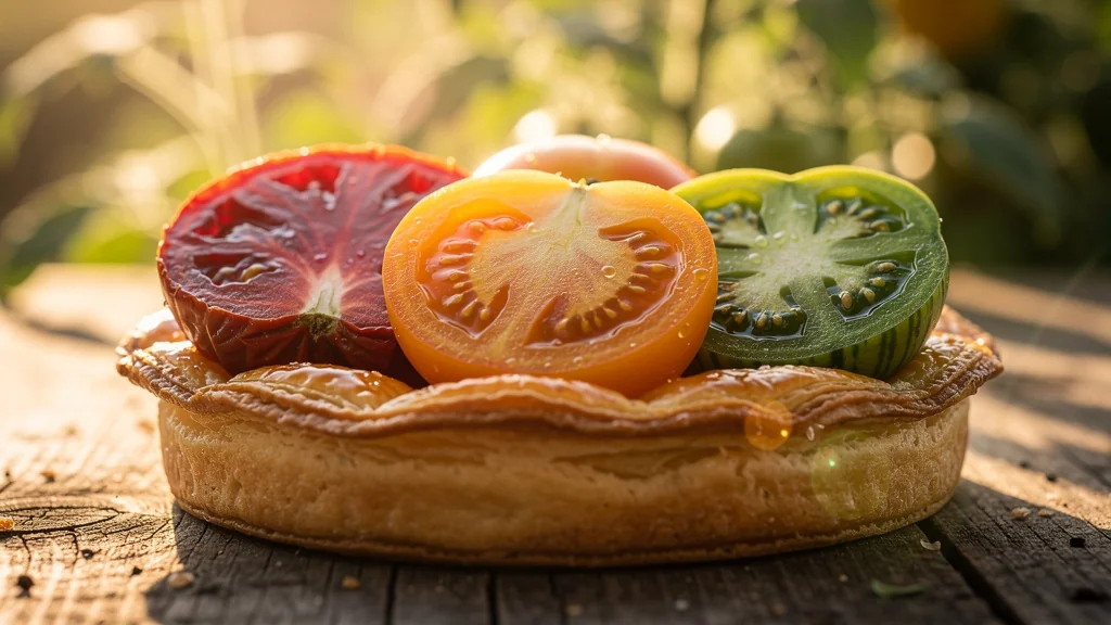 Trois tomates anciennes jugées sur une même tarte d’été